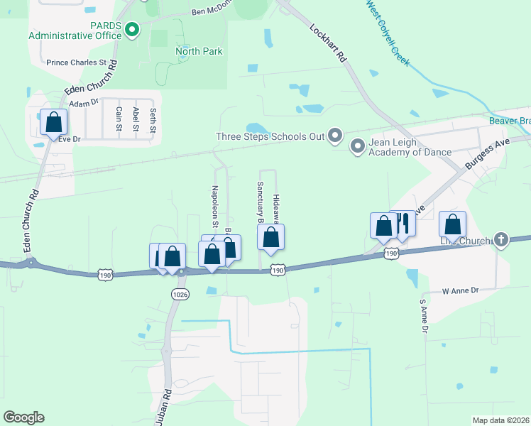 map of restaurants, bars, coffee shops, grocery stores, and more near 1208 South Range Avenue in Denham Springs