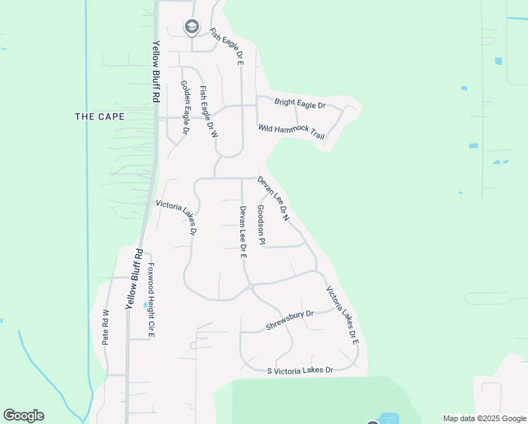 map of restaurants, bars, coffee shops, grocery stores, and more near 13819 Goodson Place in Jacksonville