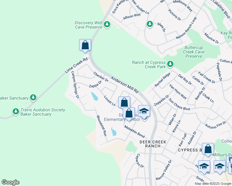 map of restaurants, bars, coffee shops, grocery stores, and more near 1012 Horne Drive in Cedar Park
