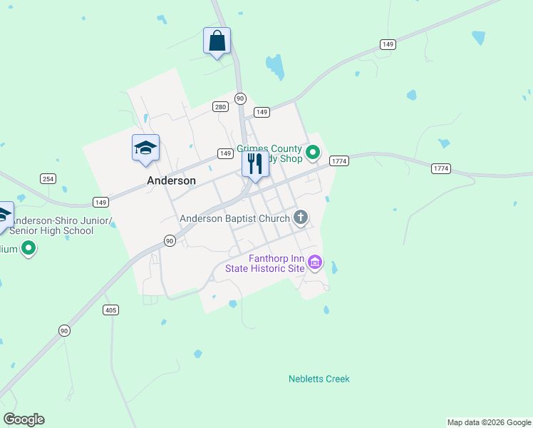 map of restaurants, bars, coffee shops, grocery stores, and more near 288 College Street in Anderson
