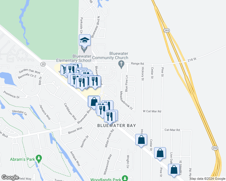 map of restaurants, bars, coffee shops, grocery stores, and more near 407 Parkwood Place in Niceville