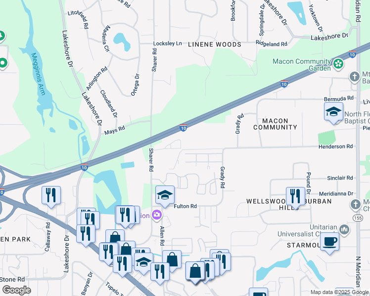 map of restaurants, bars, coffee shops, grocery stores, and more near 1014 Sharer Court in Tallahassee