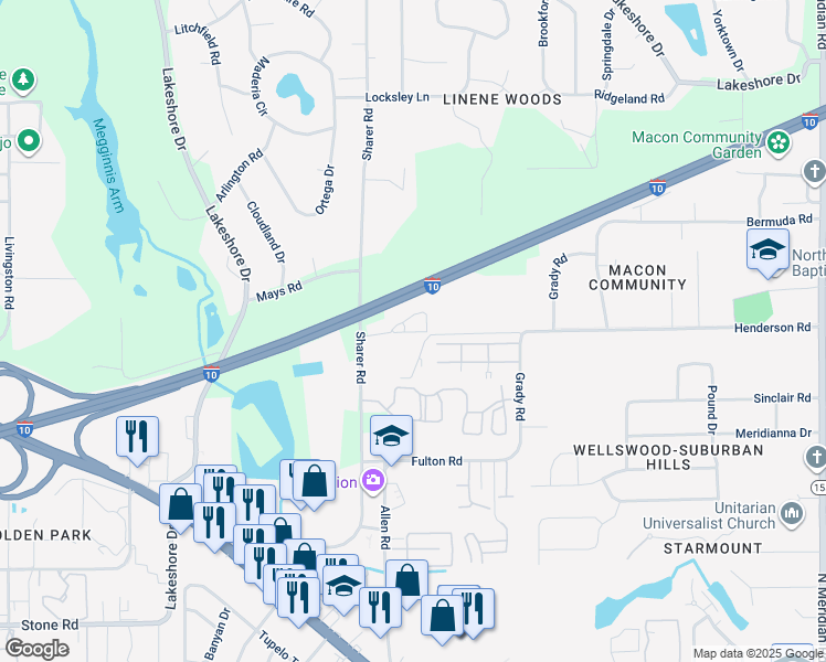 map of restaurants, bars, coffee shops, grocery stores, and more near 1014 Sharer Court in Tallahassee