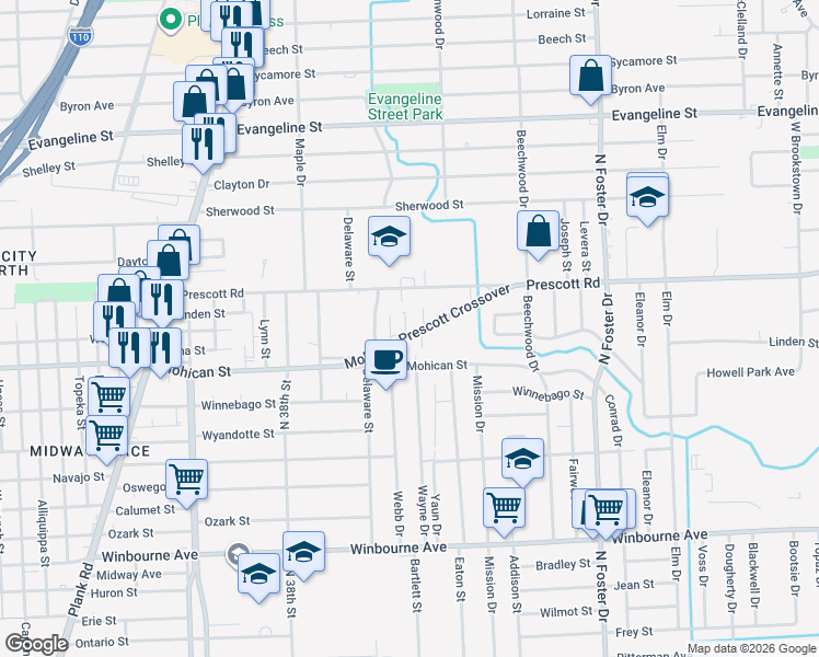 map of restaurants, bars, coffee shops, grocery stores, and more near in Baton Rouge
