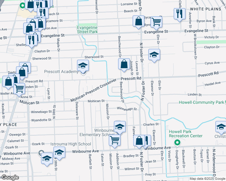 map of restaurants, bars, coffee shops, grocery stores, and more near 4649 East Dayton Court in Baton Rouge