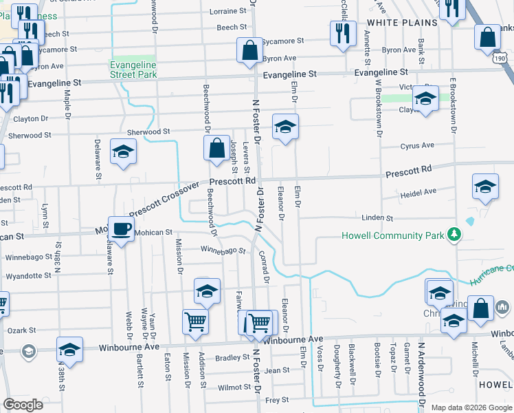 map of restaurants, bars, coffee shops, grocery stores, and more near 3958 North Foster Drive in Baton Rouge