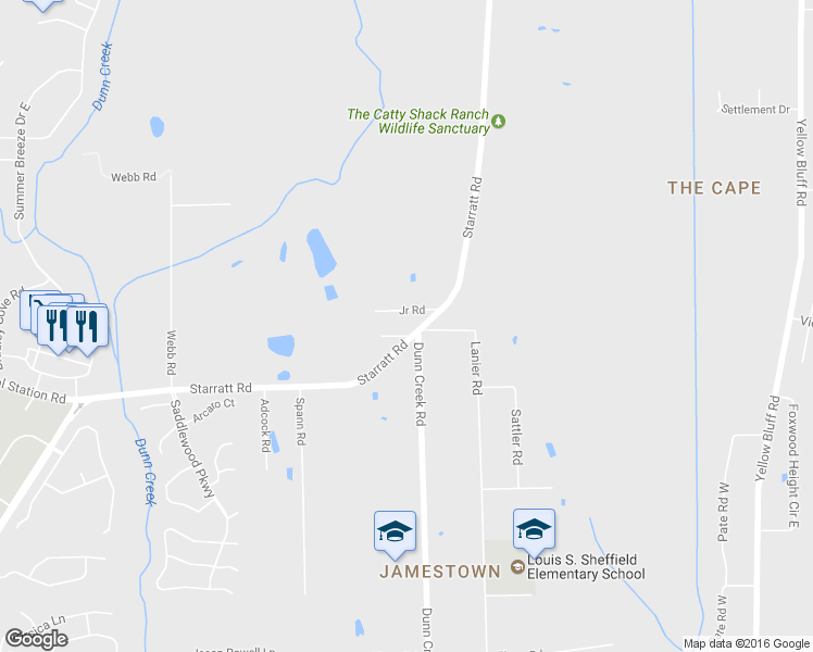 map of restaurants, bars, coffee shops, grocery stores, and more near 1447 Jan Lane in Jacksonville
