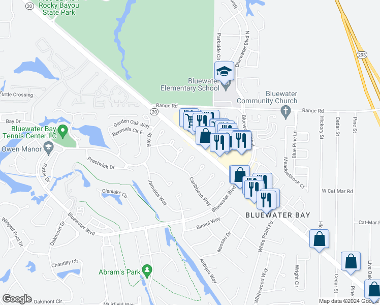 map of restaurants, bars, coffee shops, grocery stores, and more near 769 Saint Vincent Cove in Niceville