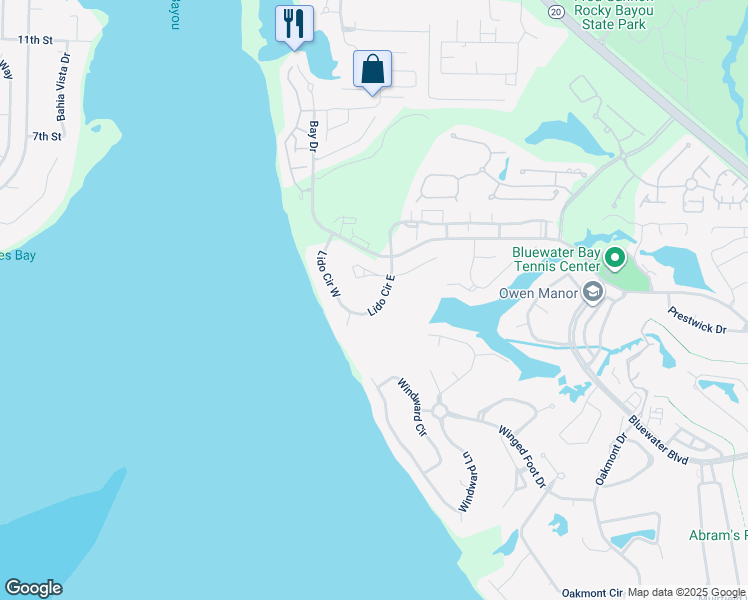 map of restaurants, bars, coffee shops, grocery stores, and more near 909 Lido Circle East in Niceville