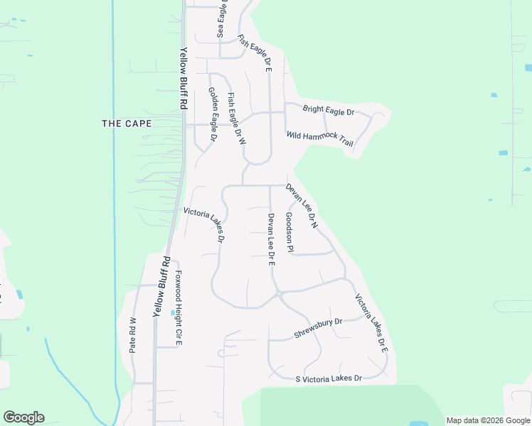 map of restaurants, bars, coffee shops, grocery stores, and more near 13814 Devan Lee Drive East in Jacksonville