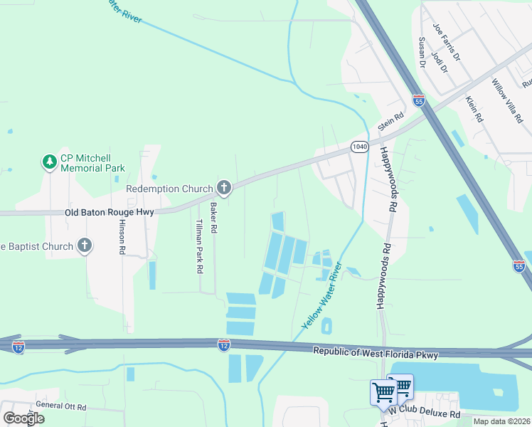 map of restaurants, bars, coffee shops, grocery stores, and more near 13124 Old Baton Rouge Highway in Hammond