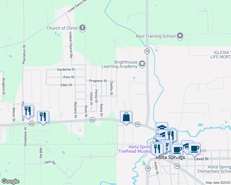map of restaurants, bars, coffee shops, grocery stores, and more near 72431 Carnation Street in Covington