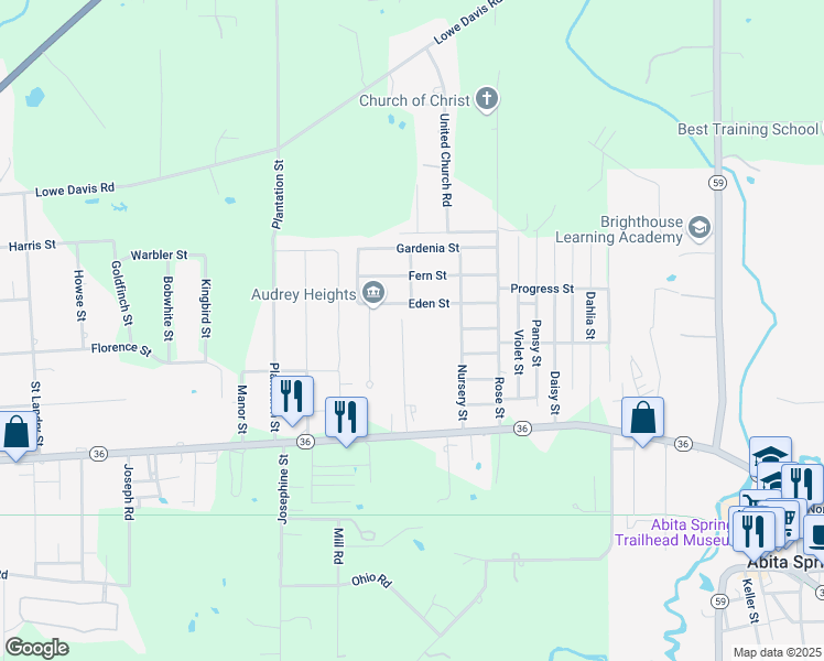 map of restaurants, bars, coffee shops, grocery stores, and more near 72398 Industry Park in Covington