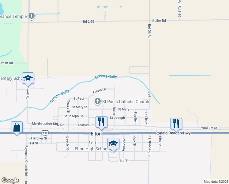 map of restaurants, bars, coffee shops, grocery stores, and more near 812 Cole Lane in Elton