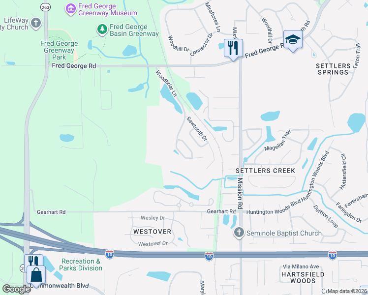 map of restaurants, bars, coffee shops, grocery stores, and more near 3337 Woodbriar Lane in Tallahassee