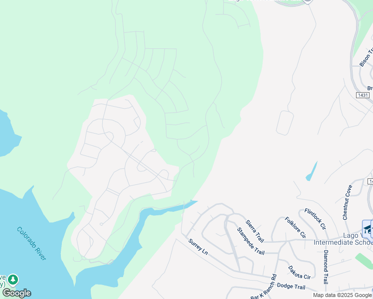 map of restaurants, bars, coffee shops, grocery stores, and more near 22112 Cross Timbers Bend in Meadowlakes