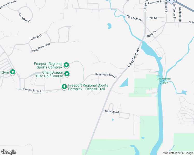 map of restaurants, bars, coffee shops, grocery stores, and more near Hammock Trail East in Freeport