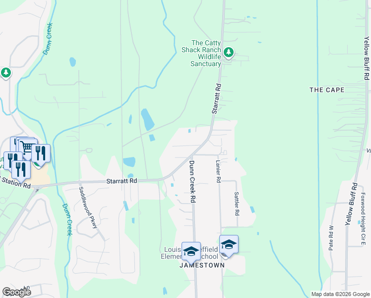 map of restaurants, bars, coffee shops, grocery stores, and more near 1447 Jan Lane in Jacksonville