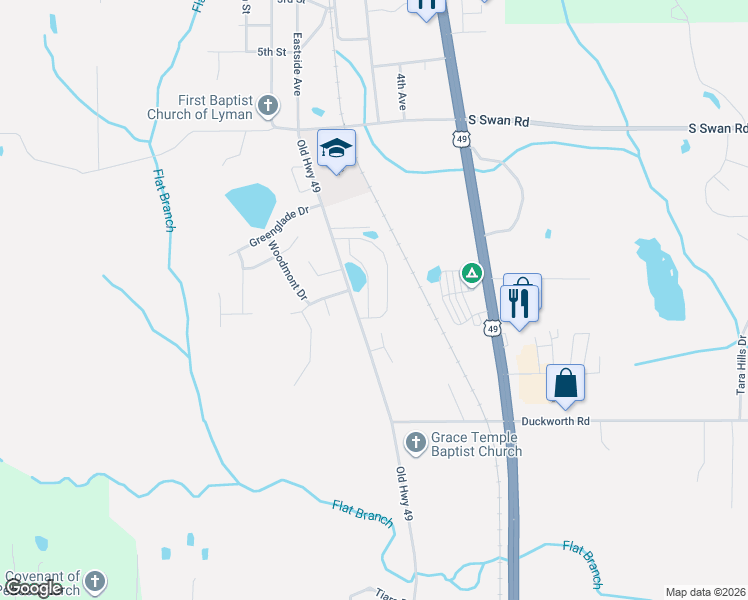 map of restaurants, bars, coffee shops, grocery stores, and more near Anandale Circle in Gulfport