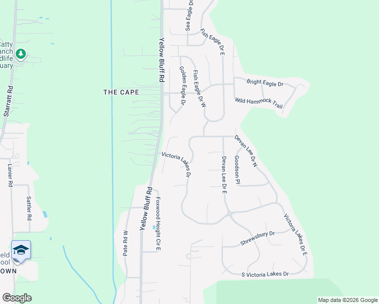 map of restaurants, bars, coffee shops, grocery stores, and more near 14121 Devan Lee Drive West in Jacksonville