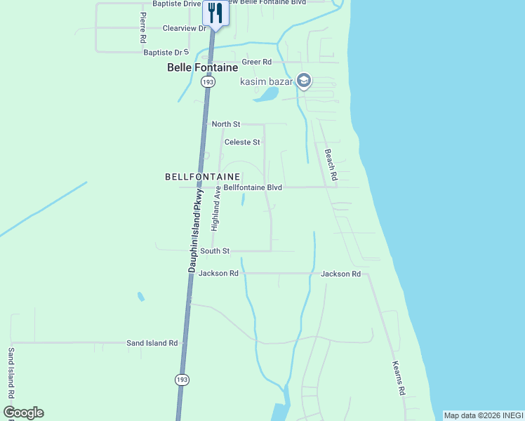 map of restaurants, bars, coffee shops, grocery stores, and more near 9850 Pineview Ave in Theodore