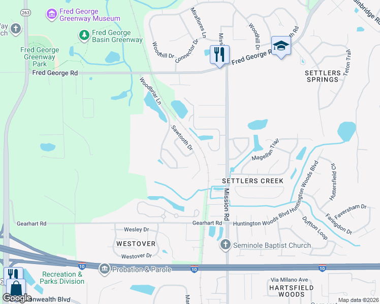 map of restaurants, bars, coffee shops, grocery stores, and more near 3258 Sawtooth Drive in Tallahassee