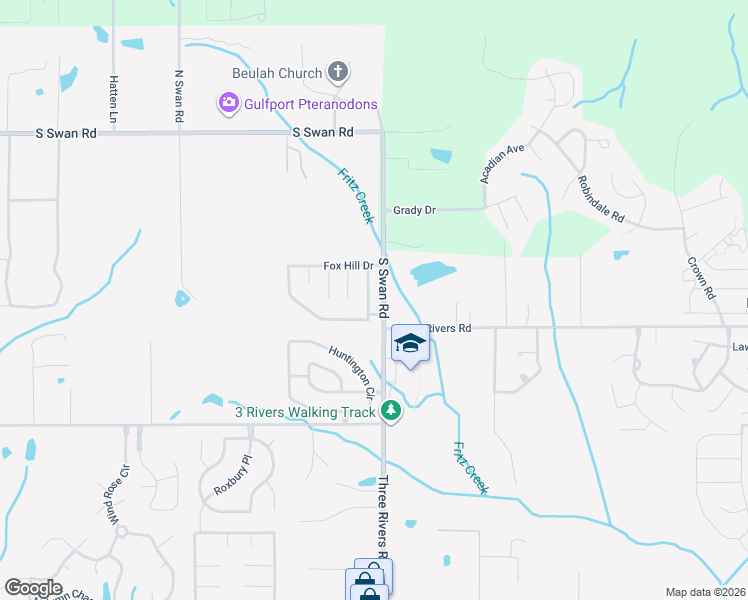 map of restaurants, bars, coffee shops, grocery stores, and more near 14001 Fox Hill Drive in Gulfport