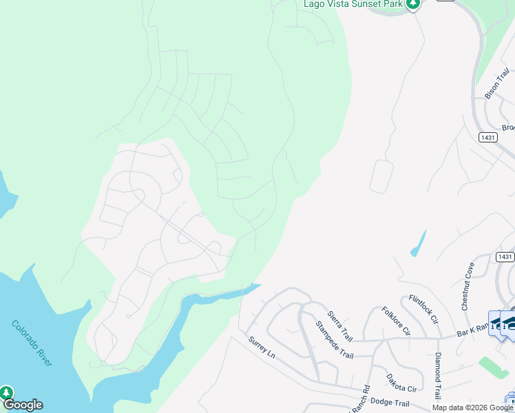 map of restaurants, bars, coffee shops, grocery stores, and more near 8200 Cannon Court in Lago Vista