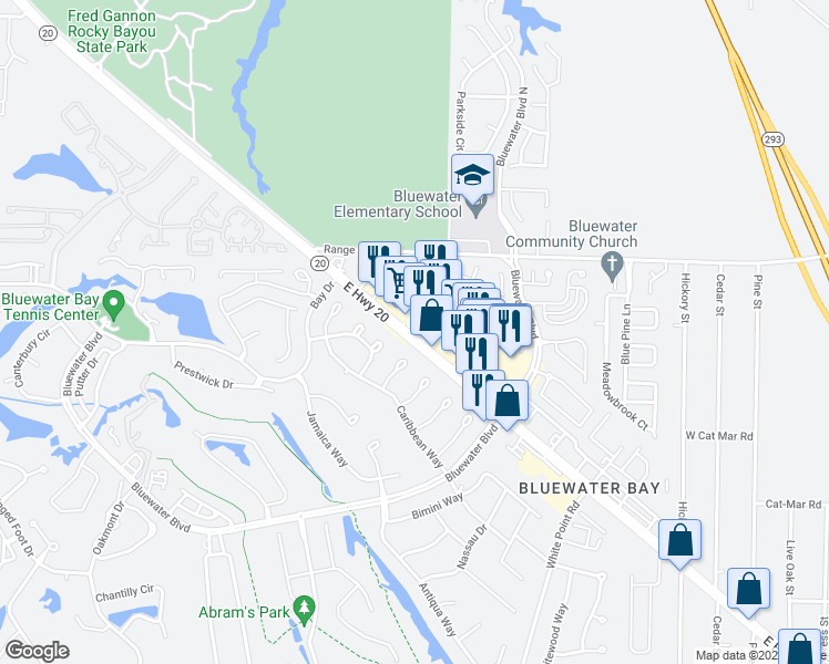 map of restaurants, bars, coffee shops, grocery stores, and more near 4502A Florida 20 in Niceville