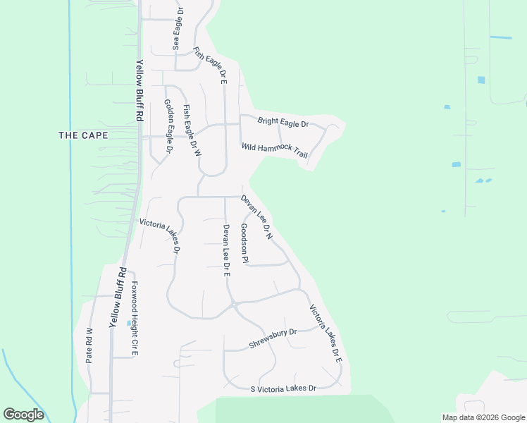 map of restaurants, bars, coffee shops, grocery stores, and more near 13819 Devan Lee Drive North in Jacksonville