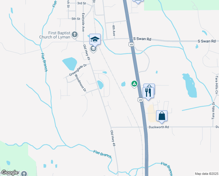 map of restaurants, bars, coffee shops, grocery stores, and more near Anandale Circle in Gulfport