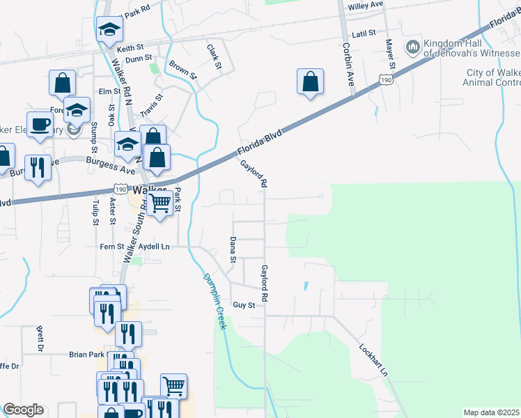 map of restaurants, bars, coffee shops, grocery stores, and more near 13927 Achord Lane in Walker