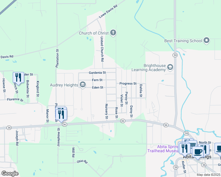 map of restaurants, bars, coffee shops, grocery stores, and more near 21265 Eden Street in Covington