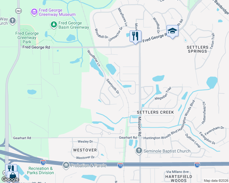 map of restaurants, bars, coffee shops, grocery stores, and more near 3309 Sawtooth Drive in Tallahassee