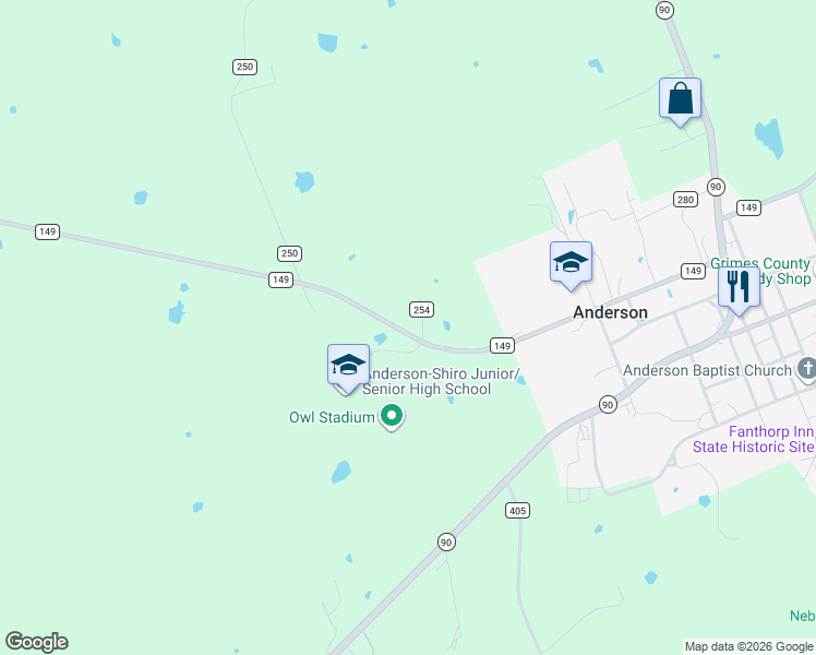 map of restaurants, bars, coffee shops, grocery stores, and more near 1135 Cr254 in Anderson