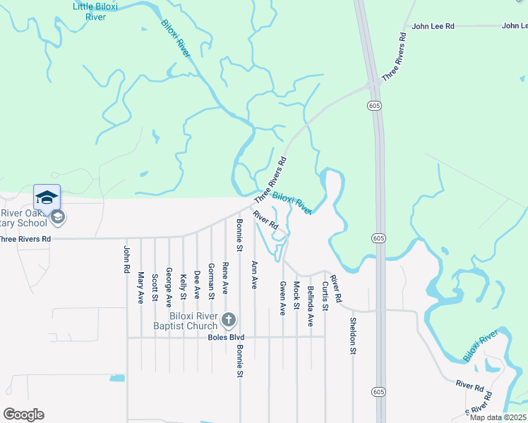 map of restaurants, bars, coffee shops, grocery stores, and more near 3 River Road in Gulfport