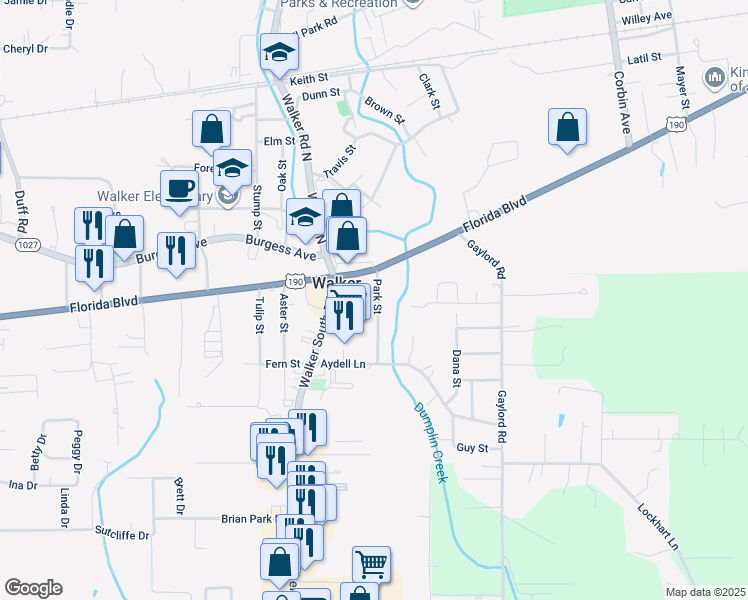 map of restaurants, bars, coffee shops, grocery stores, and more near 29883 Park Street in Walker