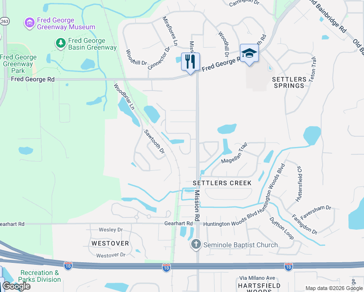 map of restaurants, bars, coffee shops, grocery stores, and more near 3962 Remer Court in Tallahassee
