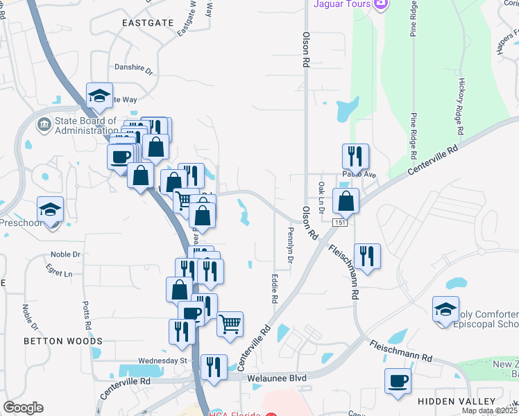 map of restaurants, bars, coffee shops, grocery stores, and more near 2691 Lonnbladh Road in Tallahassee