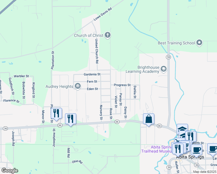 map of restaurants, bars, coffee shops, grocery stores, and more near 21265 Eden Street in Covington