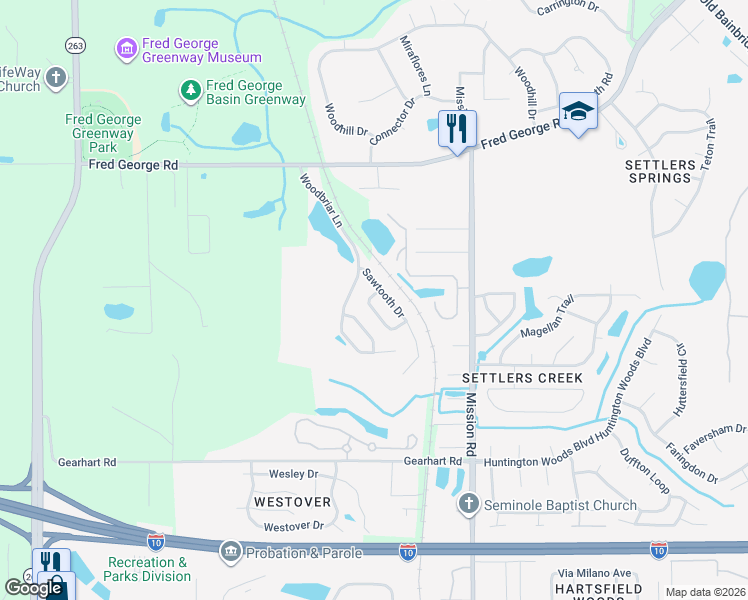 map of restaurants, bars, coffee shops, grocery stores, and more near 3323 Sugar Berry Way in Tallahassee