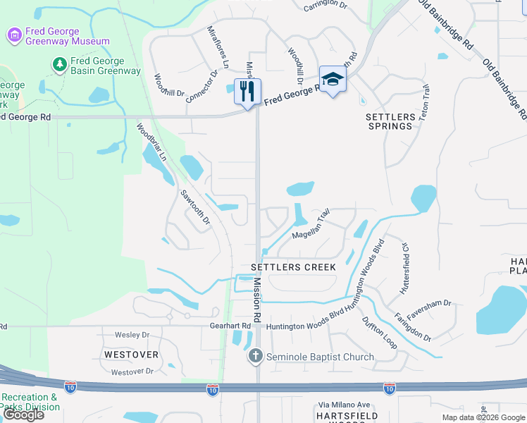 map of restaurants, bars, coffee shops, grocery stores, and more near 3975 Gaffney Loop in Tallahassee