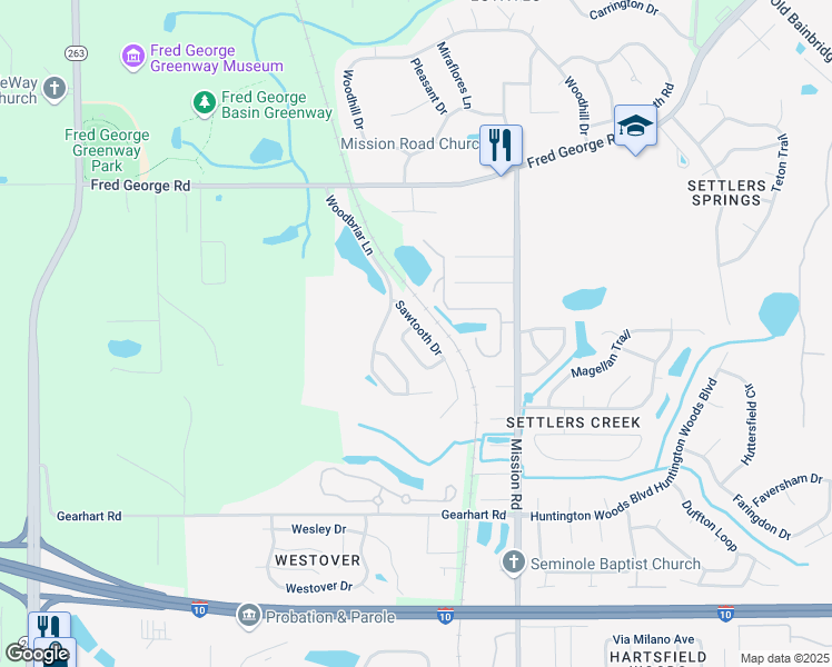 map of restaurants, bars, coffee shops, grocery stores, and more near 3309 Sawtooth Drive in Tallahassee