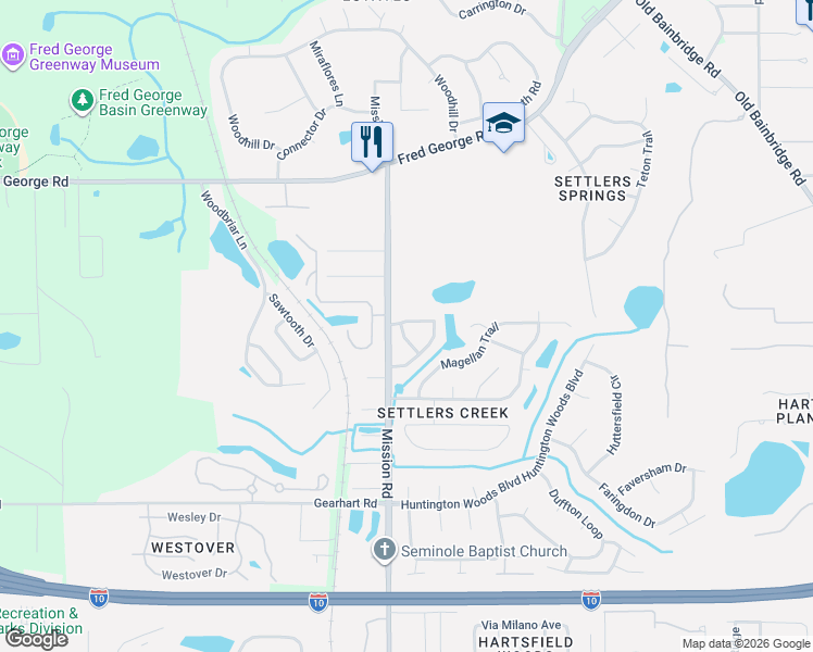 map of restaurants, bars, coffee shops, grocery stores, and more near 3985 Gaffney Loop in Tallahassee