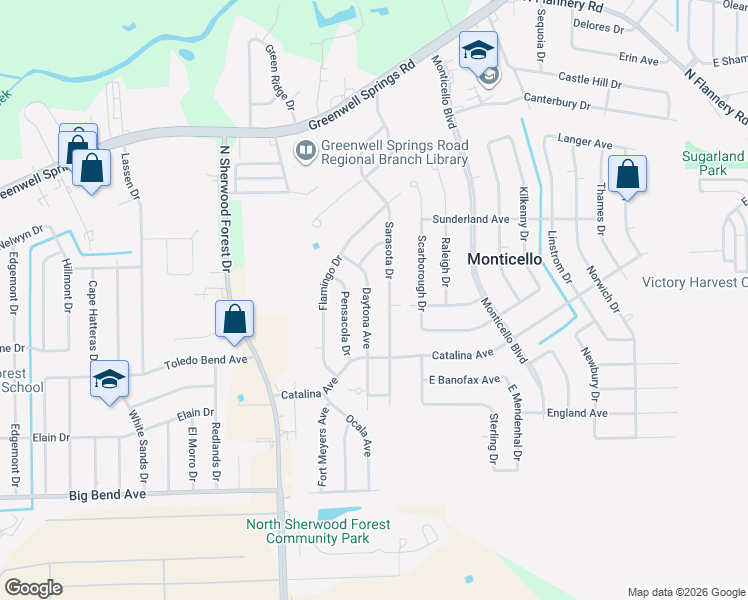 map of restaurants, bars, coffee shops, grocery stores, and more near 4010 Daytona Ave in Baton Rouge