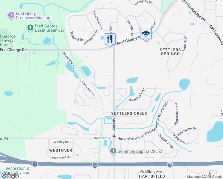 map of restaurants, bars, coffee shops, grocery stores, and more near 4080 Remer Court in Tallahassee