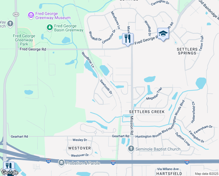 map of restaurants, bars, coffee shops, grocery stores, and more near 3309 Sawtooth Drive in Tallahassee