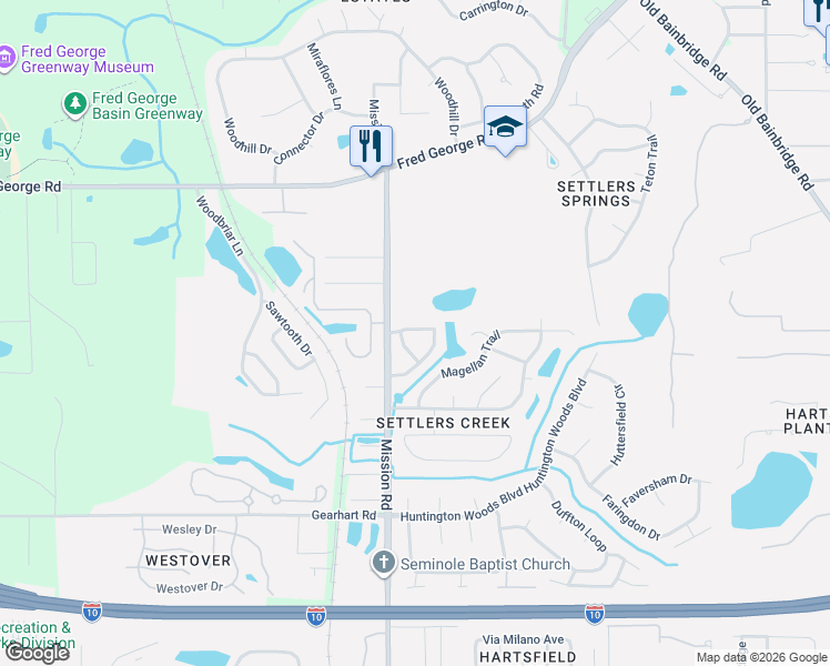map of restaurants, bars, coffee shops, grocery stores, and more near 3975 Gaffney Loop in Tallahassee