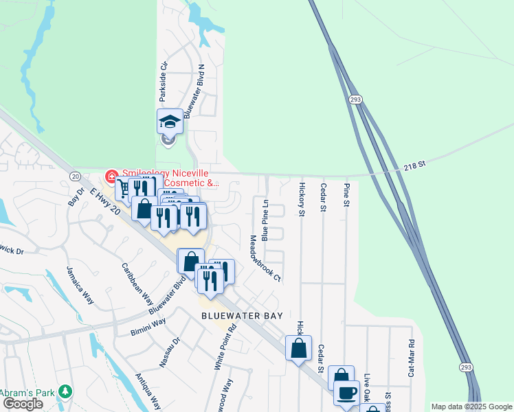 map of restaurants, bars, coffee shops, grocery stores, and more near 1583 Meadowbrook Court in Niceville