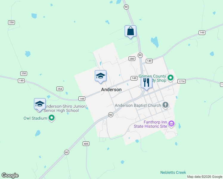 map of restaurants, bars, coffee shops, grocery stores, and more near in Anderson